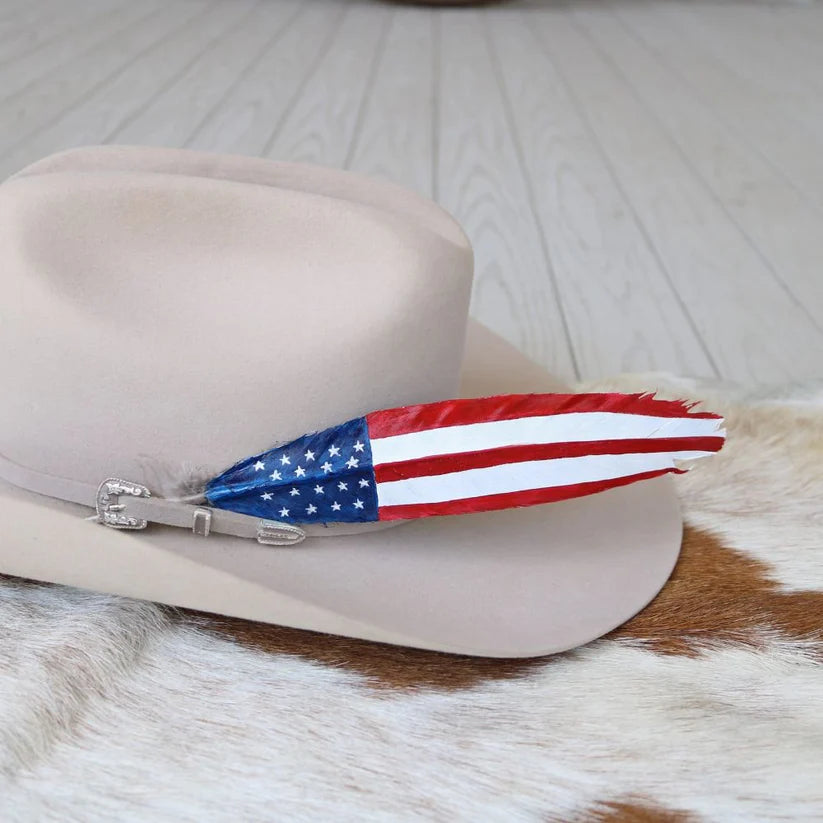 American Flag Painted Turkey Hat Feather