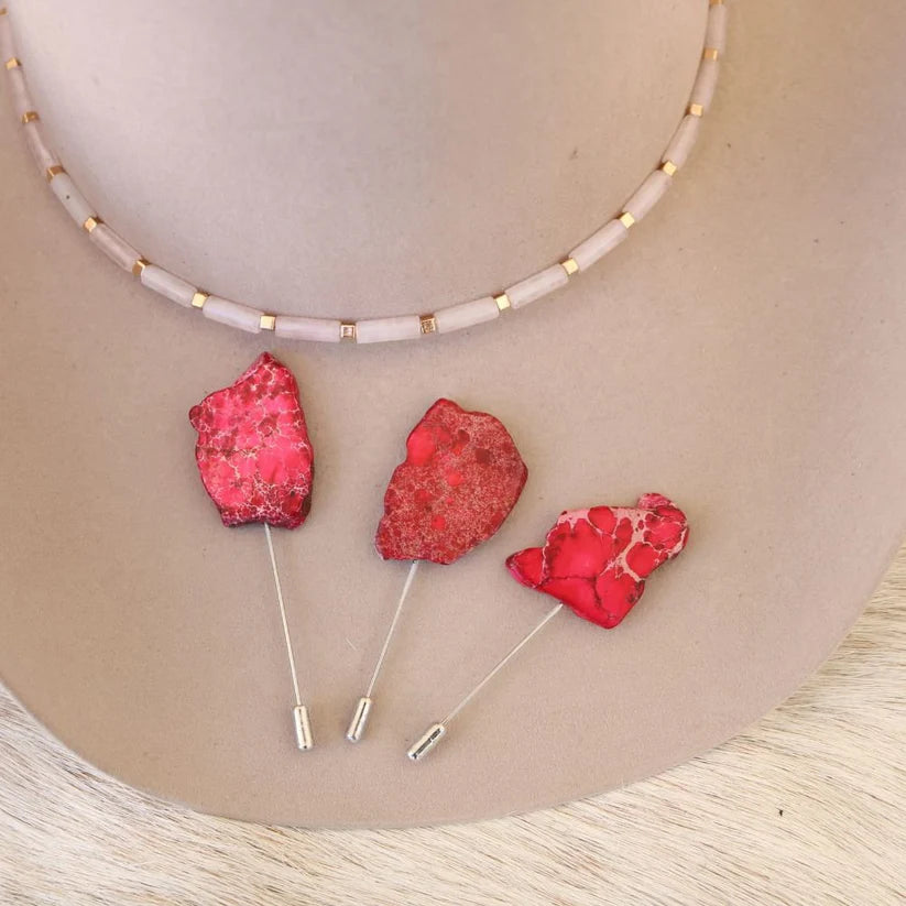 Red Stone Stick Hat Pin
