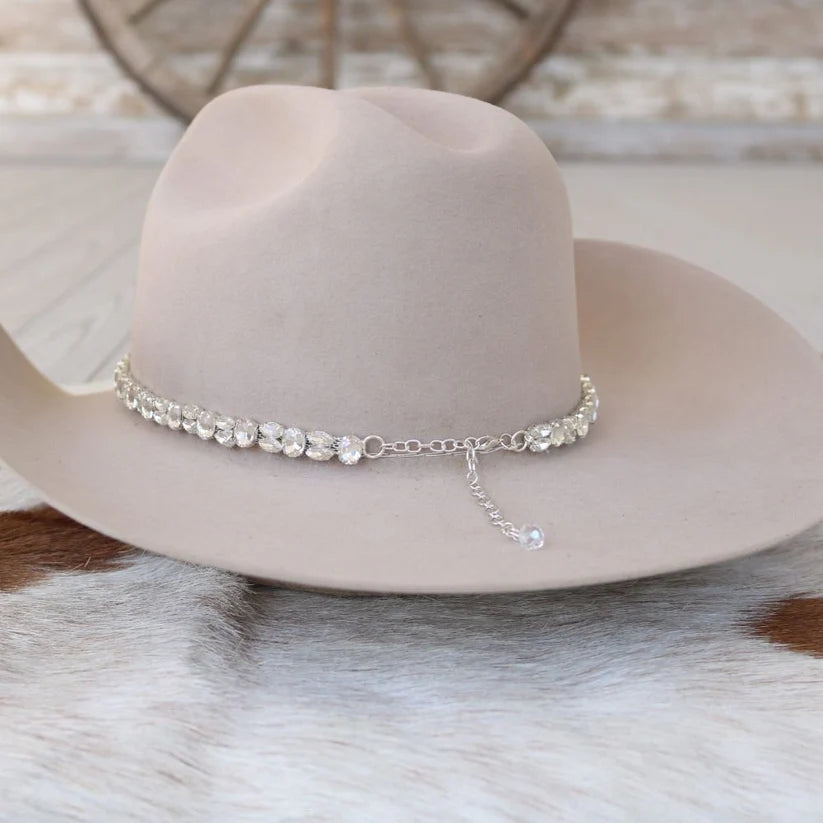 Silver Rhinestone Bling Hat Band - The Kate