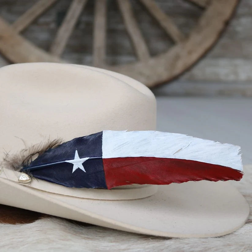Texas Flag Painted Turkey Hat Feather