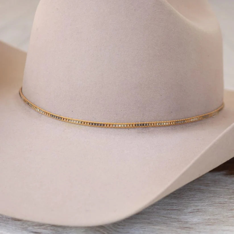Thin Metallic Beaded Hat Band