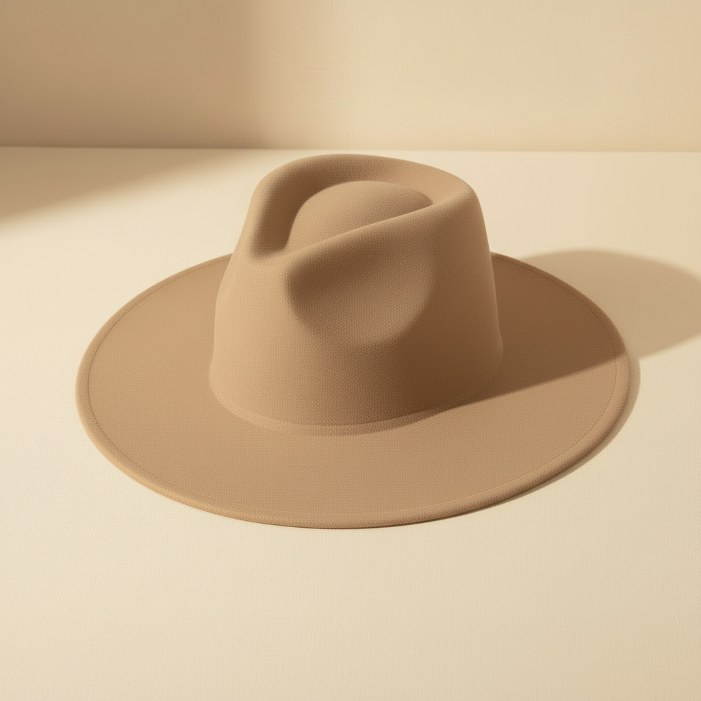 Beige Fedora Hat without band