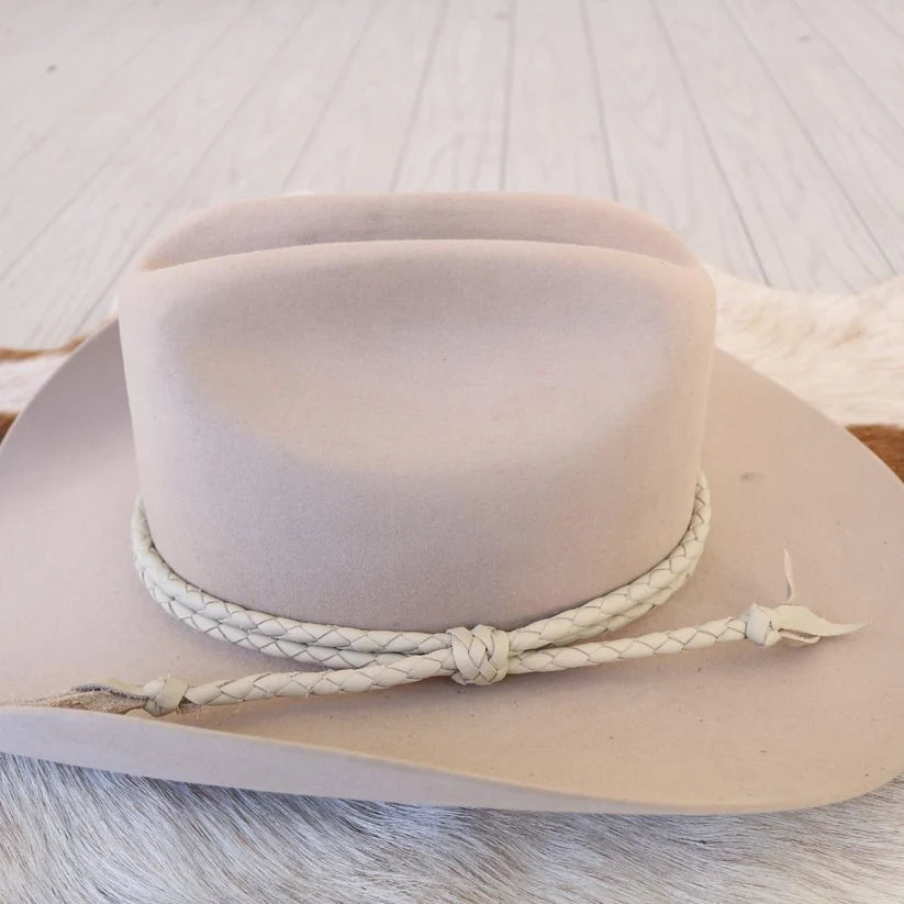 Bone Braided Leather Hat Band