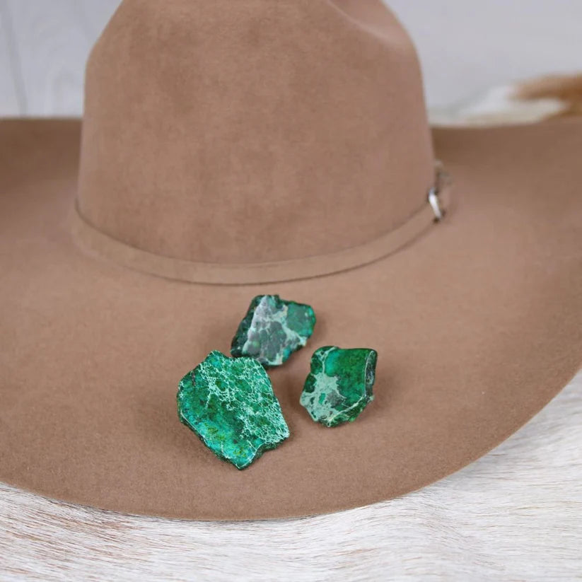 Green Stone Button Hat Pin