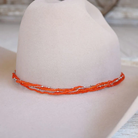 Orange Multi-Strand Beaded Hat Band