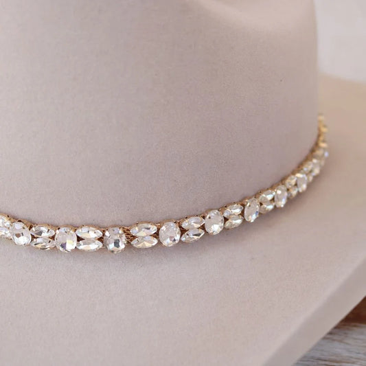 Rose Gold Rhinestone Bling Hat Band - The Kate