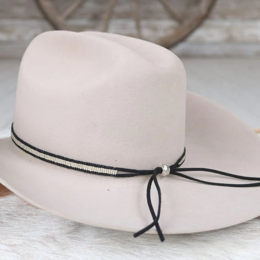 Silver & Black Lane Stitch Hat Band