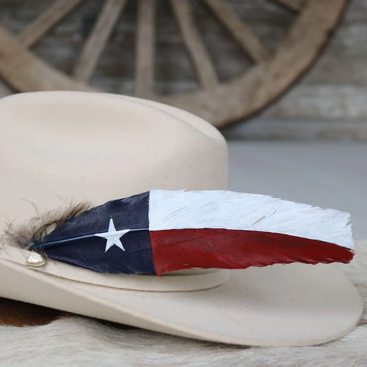 Texas Flag Painted Turkey Hat Feather