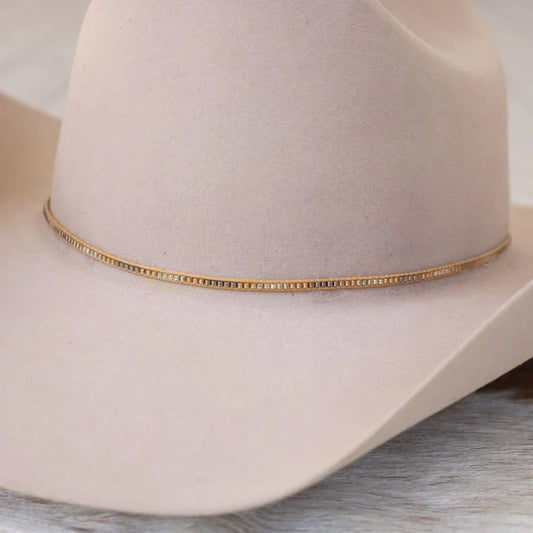 Thin Metallic Beaded Hat Band