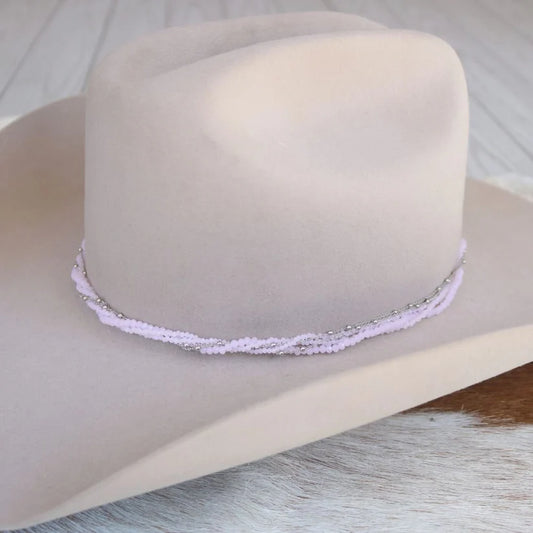 Transparent Pink Multi-Strand Beaded Hat Band