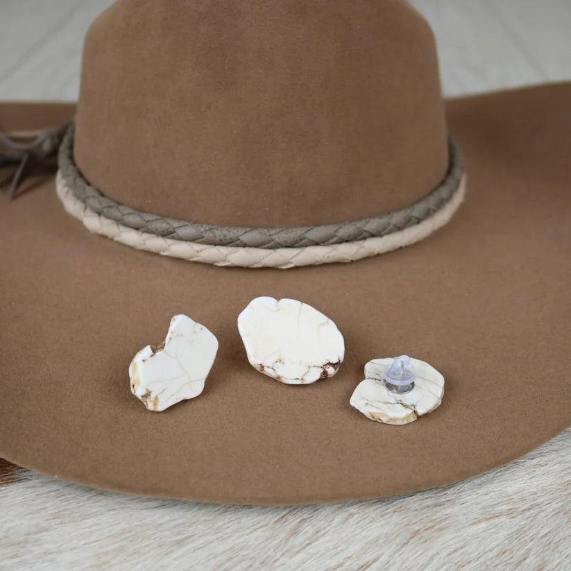 White Stone Button Hat Pin