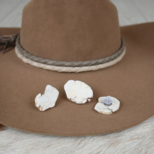 White Stone Button Hat Pin